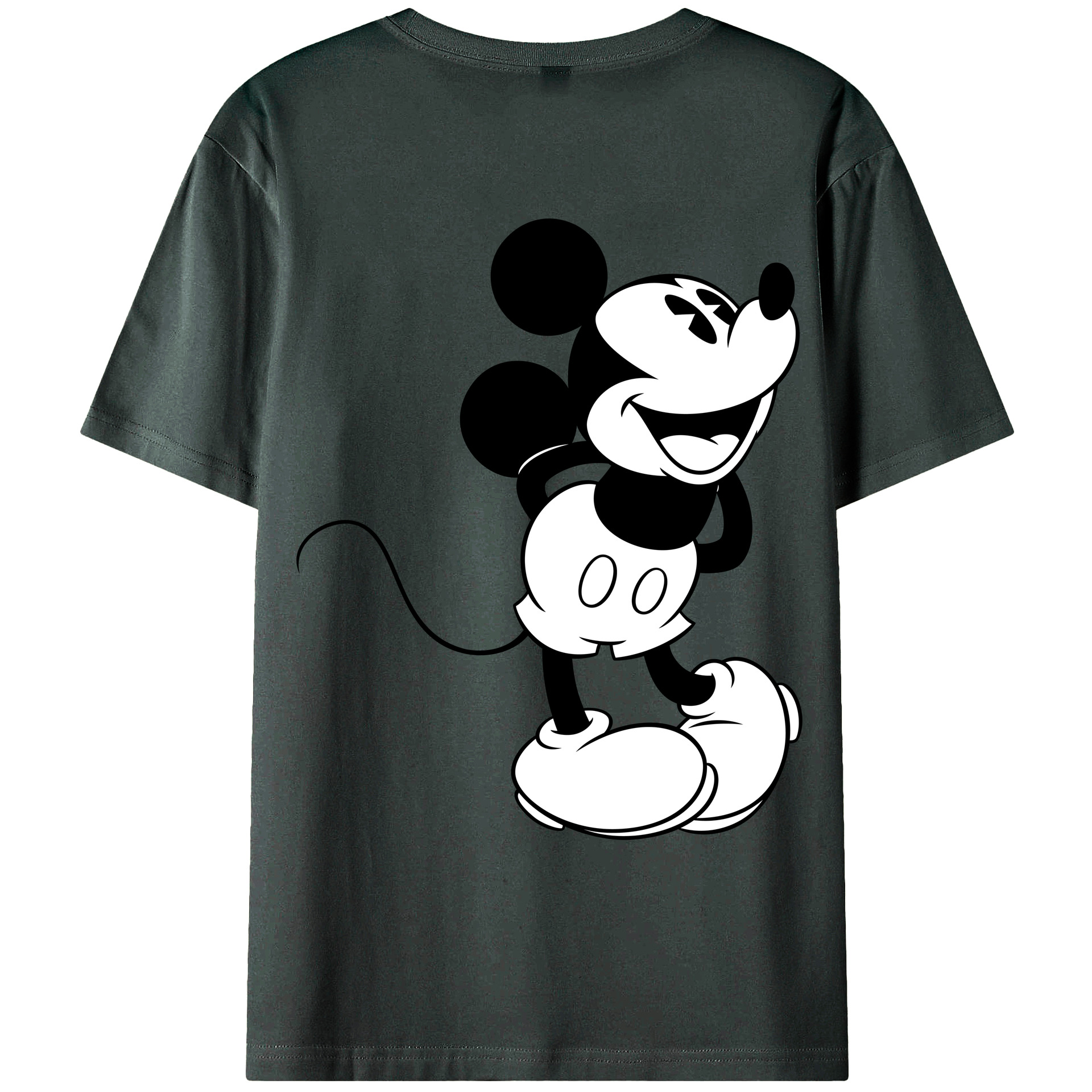 ミッキーマウス Mickey Mouse 綿100％ メンズ半袖Tシャツ（バックプリント） 通気性